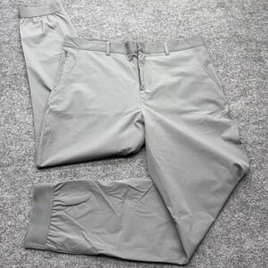 SWET Mens Tailored Jogger Pants Grey Tech Stretch Zipper Ankle Size 34